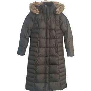 Eddie Bauer Down Filled Puffer Coat Long with Fur Hood Women Size Medium